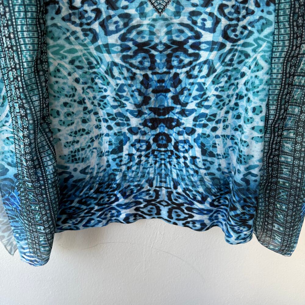 Chico's blue leopard print shawl blouse size XL - Picture 4 of 10